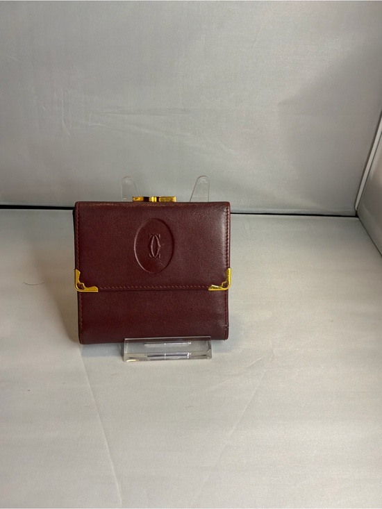 Cartier Other - Cartier Burgundy Leather Wallet with Gold Accents